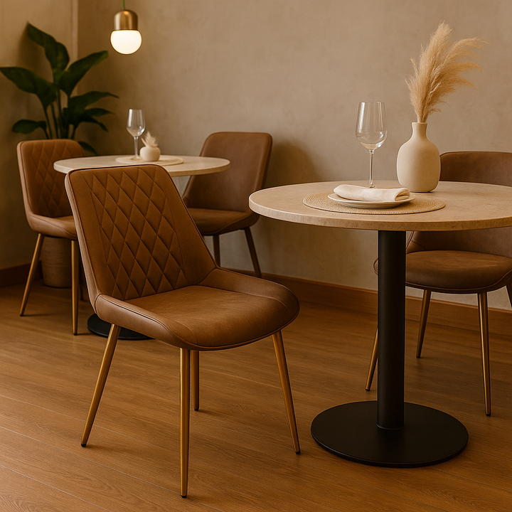 Morise Faux Leather Dining Chair (Black & Brown)