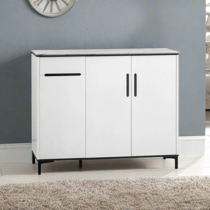 Dalf II 3 Door White Shoe Cabinet (120cm)