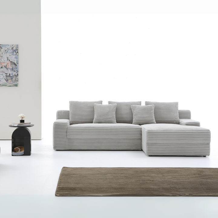 Pasico Corduroy Fabric L-Shaped Sofa