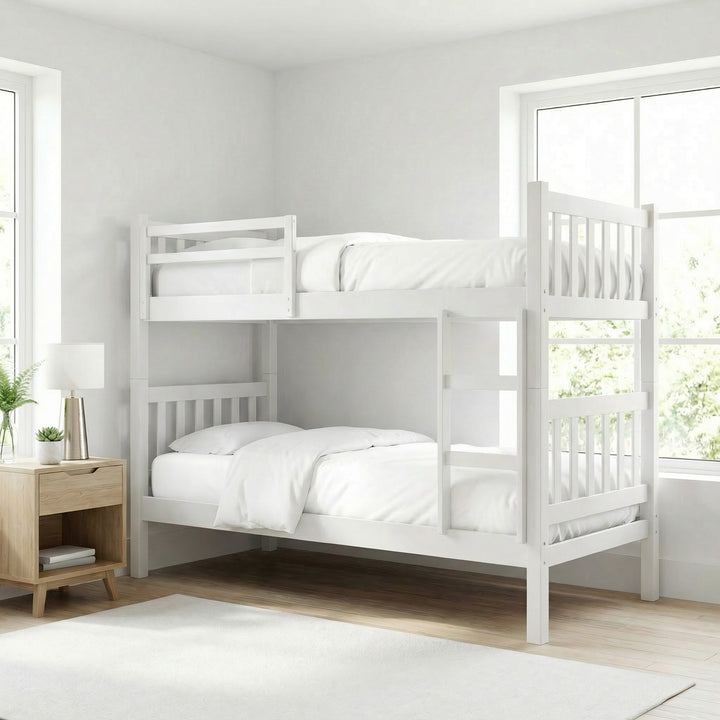 Alondra White Wooden Double Decker Bed Frame
