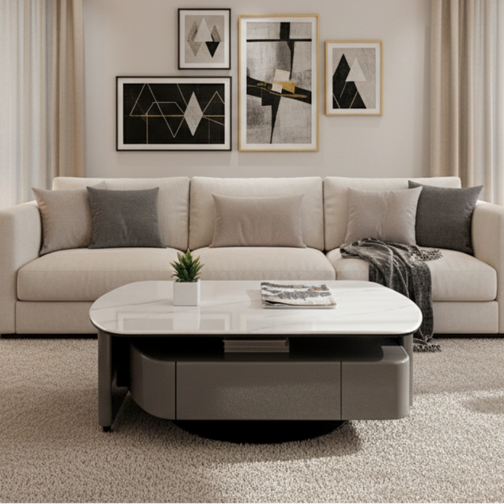 Sharlene Extendable Coffee Table with Tempered Glass Top