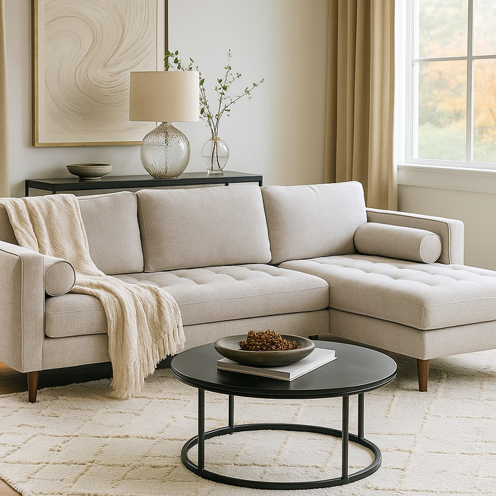 Ashla L-Shape Grey Fabric Sofa