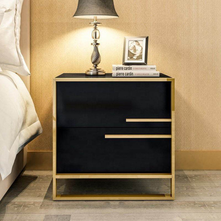 Diona Black Bedside Table (50cm)