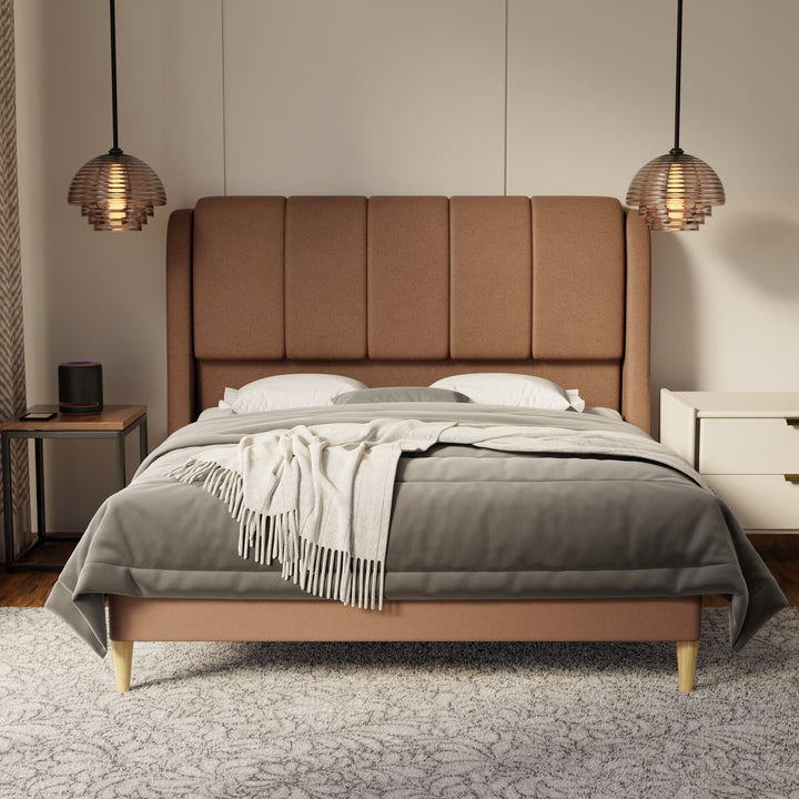 Brinley Fabric Bed Frame (Water Repellent & Pet friendly) by Somnuz