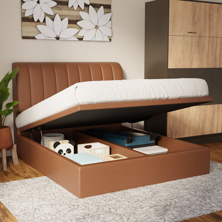 Kuro Faux Leather Storage Bed Frame (Pet Friendly) by Somnuz