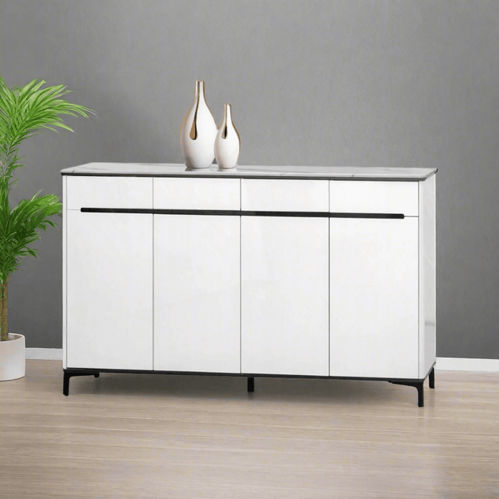Dalf 4 Door White Shoe Cabinet (160cm)