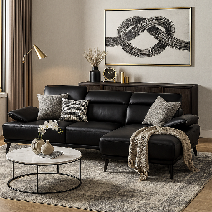 Fumiko Genuine Leather L-Shaped Sofa