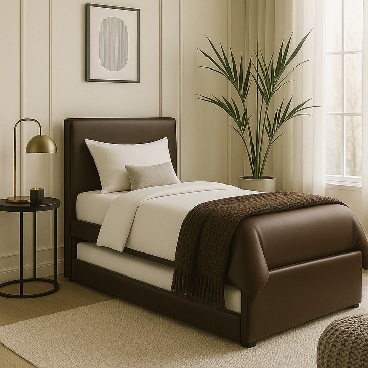 Zander 3 in 1 Faux Leather Pull Out Bed + Somnuz® 6 inch Memory Foam Mattress Bed Set