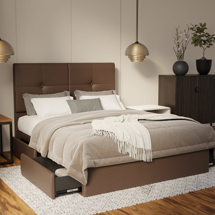 Rylan Genuine Leather Drawer Bed By Esteller