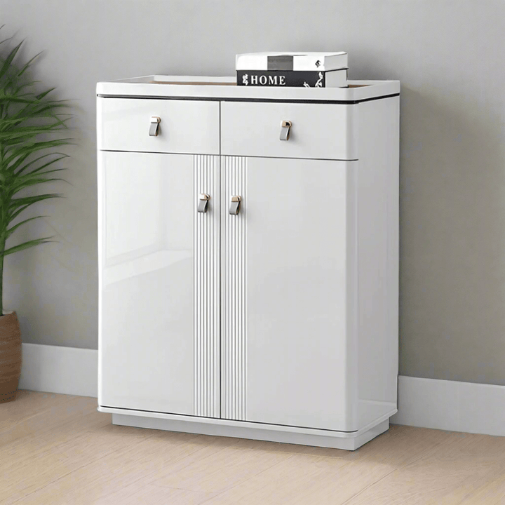 Paura 2 Door White Shoe Cabinet (80cm)