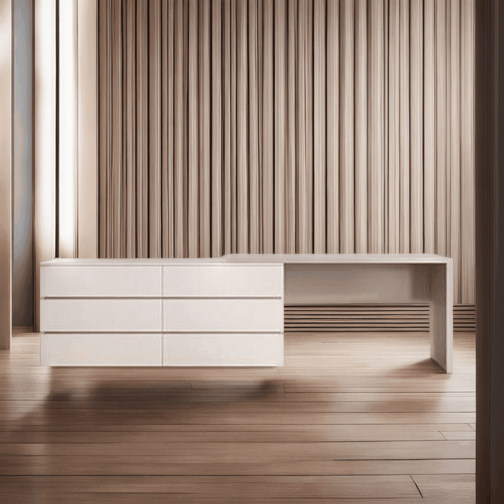 Lazarus Glossy Sintered Stone Extendable Study Table