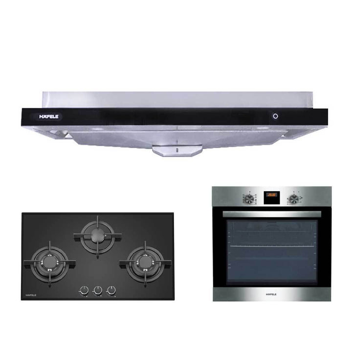 [BUNDLE] Hafele 90cm Semi Integrated Hood 536.88.133 + Hafele 86cm Gas Hob (PUB) 538.01.947 + Hafele 60cm Multifunction Oven 536.07.490