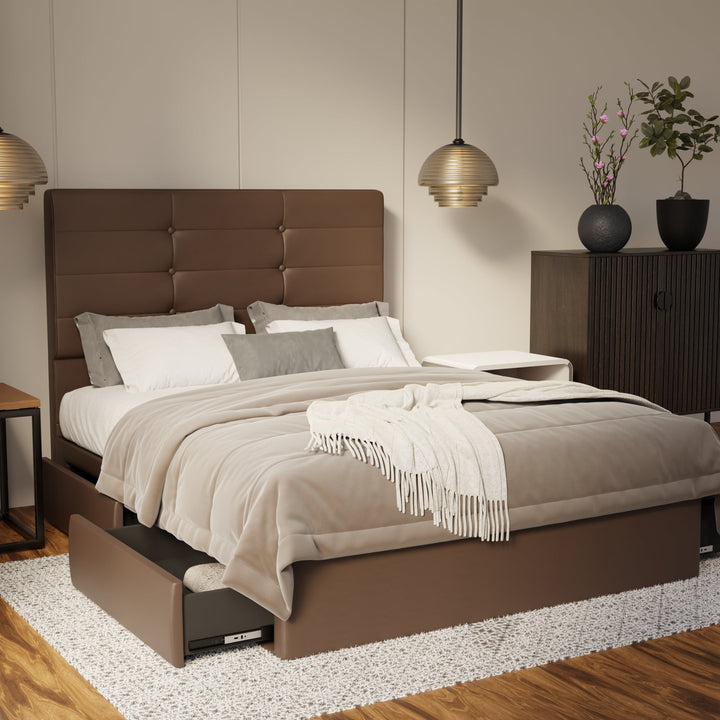 Kaelen Genuine Leather Drawer Bed By Esteller