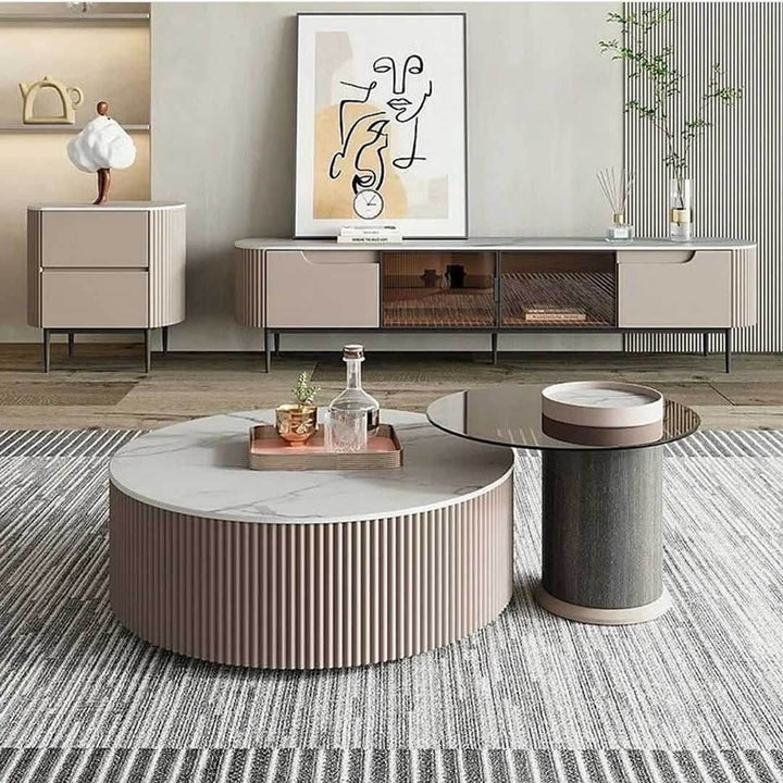 Bellatrix Glossy Sintered Stone Nesting Coffee Table