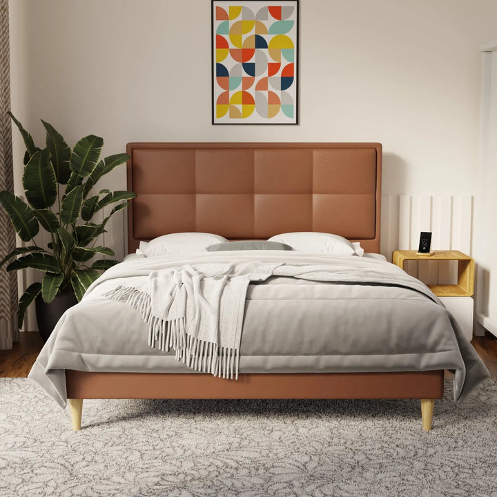 Solvane Faux Leather Bed Frame (Pet Friendly) by Somnuz