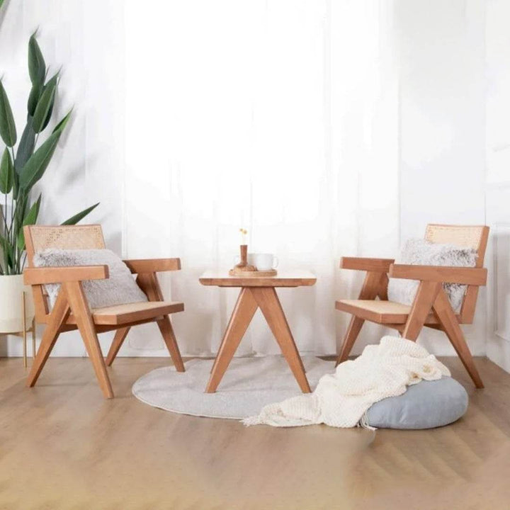 Delora Rattan Wooden Tea Set