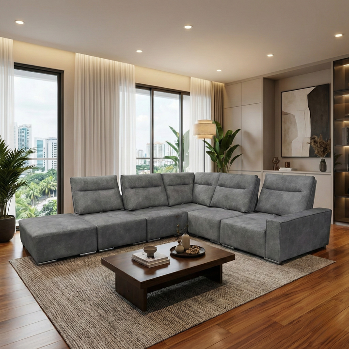 Lysten Fabric Adjustable Backrest Corner Sofa (Sectional) by Esteller (Pet Friendly & Easy Clean)