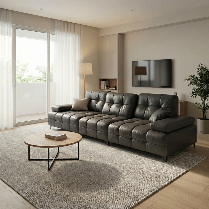 Flux Leather Adjustable Backrest Sofa