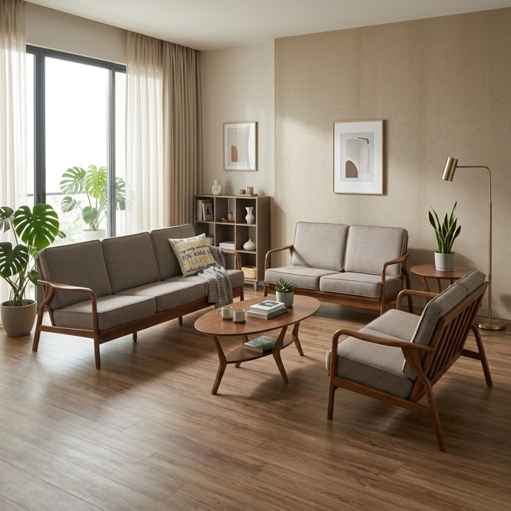 Macaton Fabric Wooden Frame Sofa