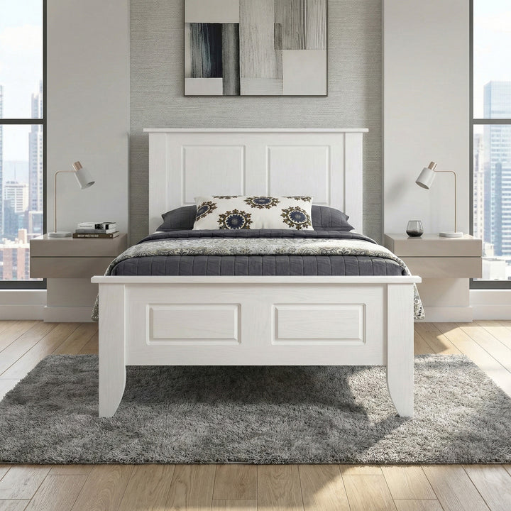 Carleton White Wooden Bed
