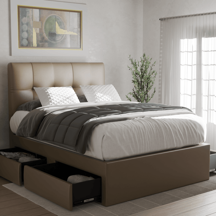 Devon Faux Leather Drawer Bed Frame