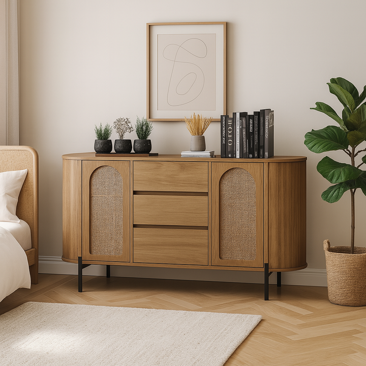 Zoya Rattan Buffet Hutch (159cm)