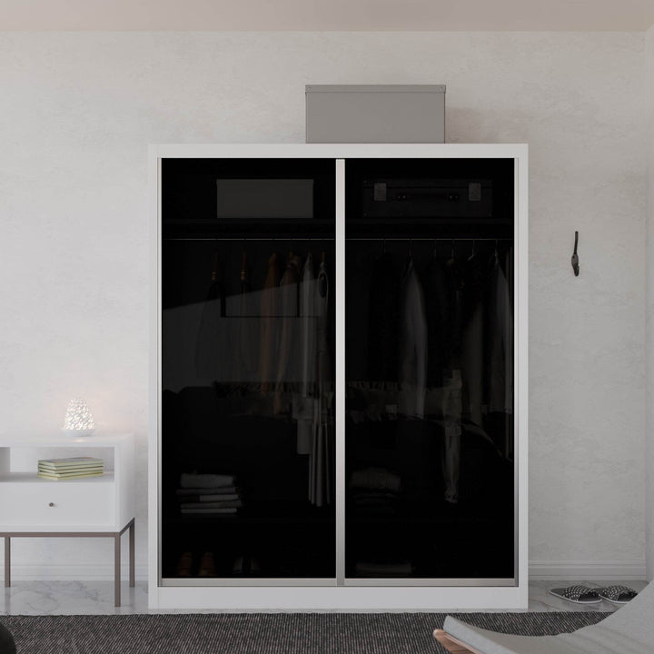 Amity Modular Wardrobe A01 (Black Transparent Glass)