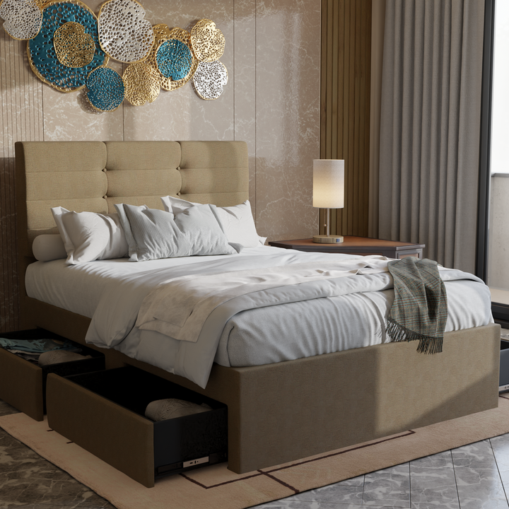 Arlen Fabric Drawer Bed Frame (Water Repellent)