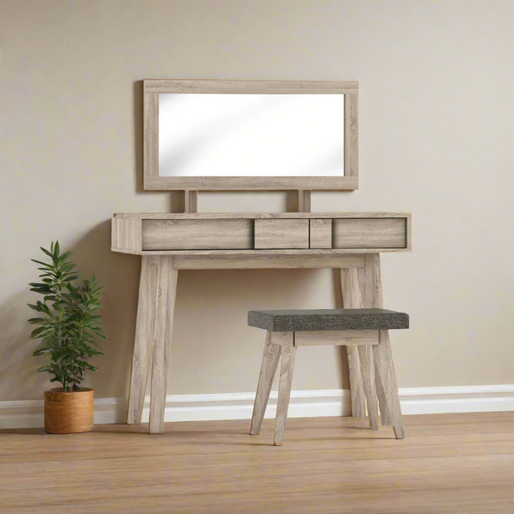 Yeira Wooden Dressing Table with Stool