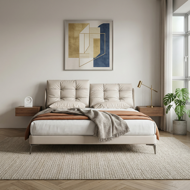 Virella Leather Functional Backrest Bed Frame