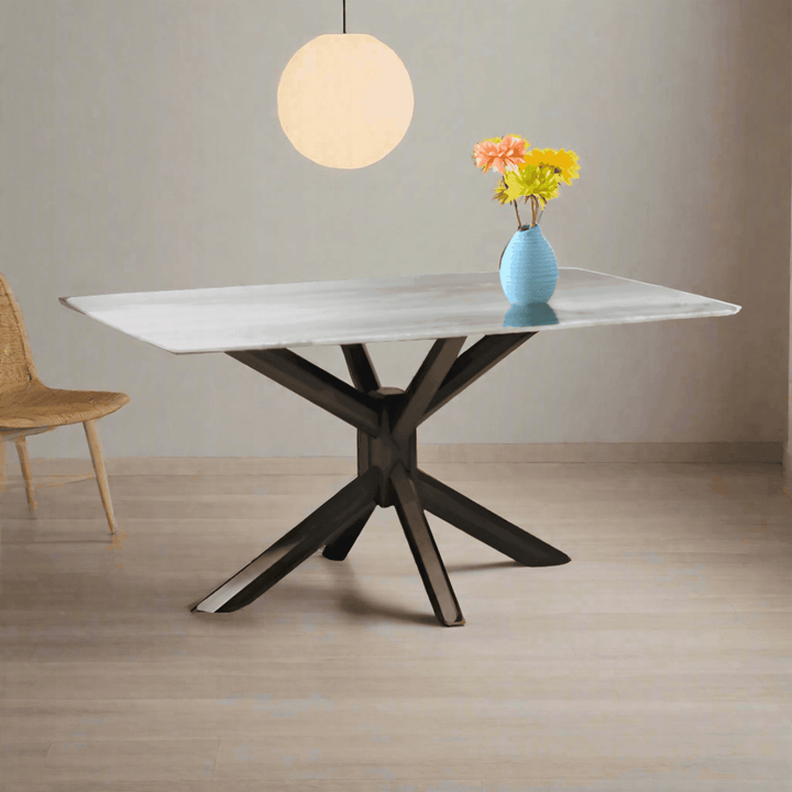 Brighton Wooden Dining Table with Crystalised Stone Top (160cm)