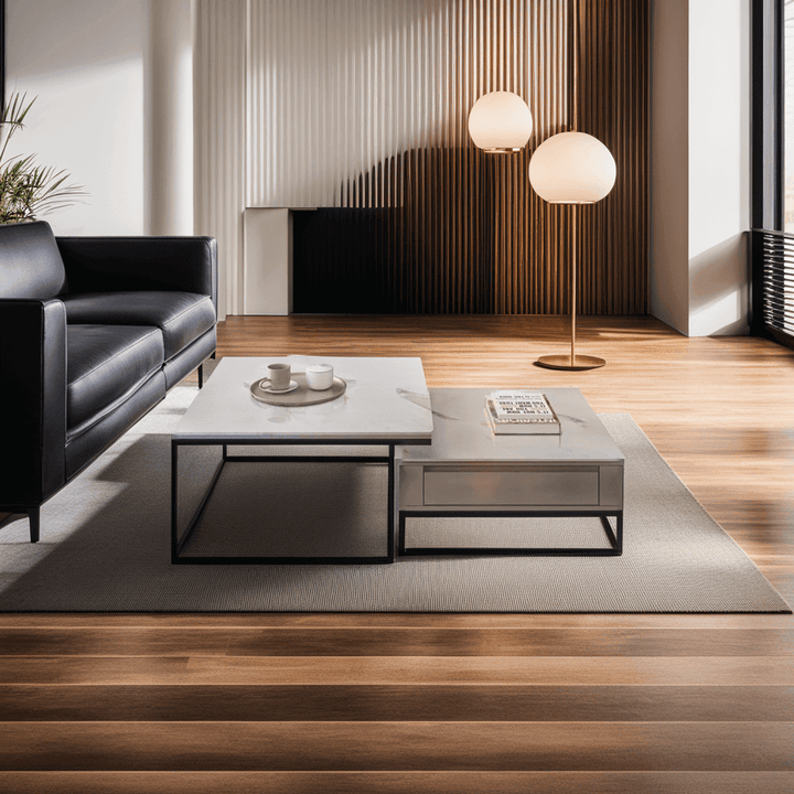 Esmeray Glossy Sintered Stone Square Nesting Coffee Table