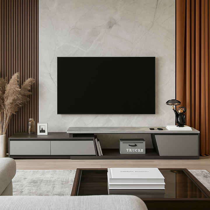 Zion Glossy Sintered Stone Extendable TV Console