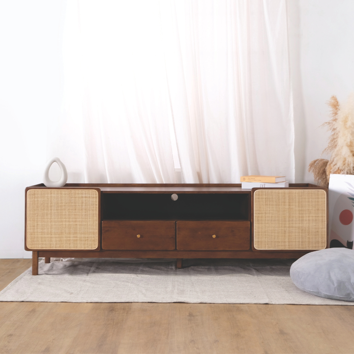 Rino Wooden TV Console (Rattan)