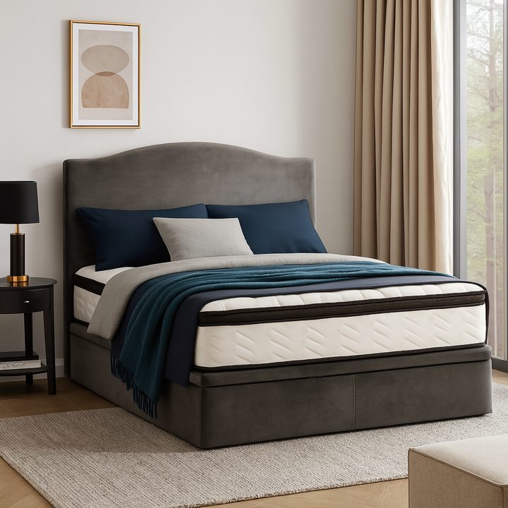 Endel Grey Velvet Storage Bed Frame