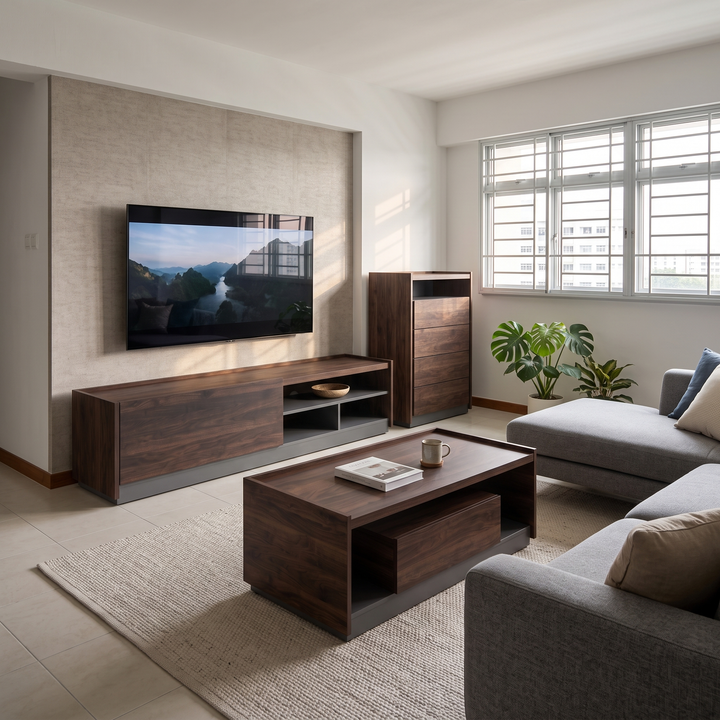 Scout Wooden Living Room Set <br> (Coffee Table + TV Console + Chest of Drawer)