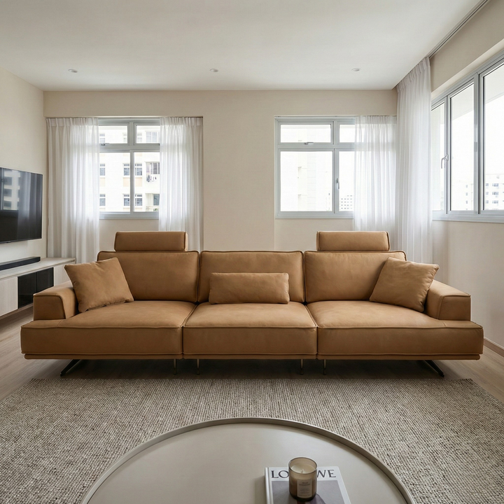 Niro Leather Adjustable Headrest Sofa