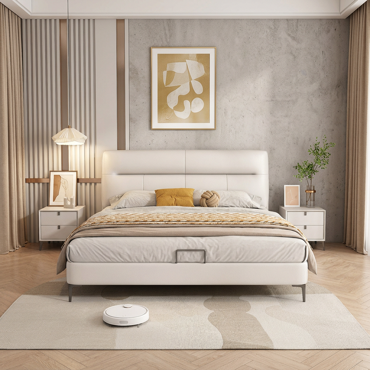 Alune Genuine Leather Bed Frame