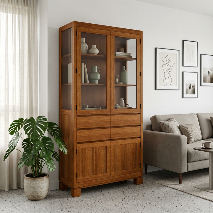 Bardon Teak Wood Display Cabinet